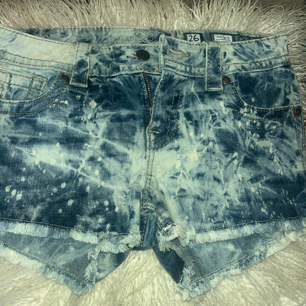 Miss Me Blue and White Tie-Dye Jean Shorts